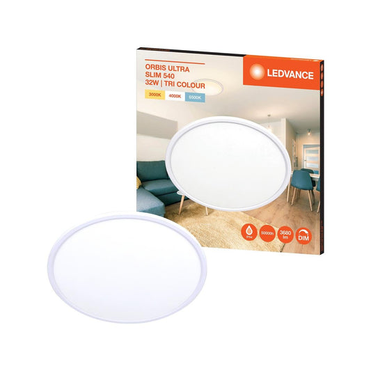 Ledvance 32W Ultra Slim Oyster Ceiling Light - 400mm - Tri Colour Dimmable