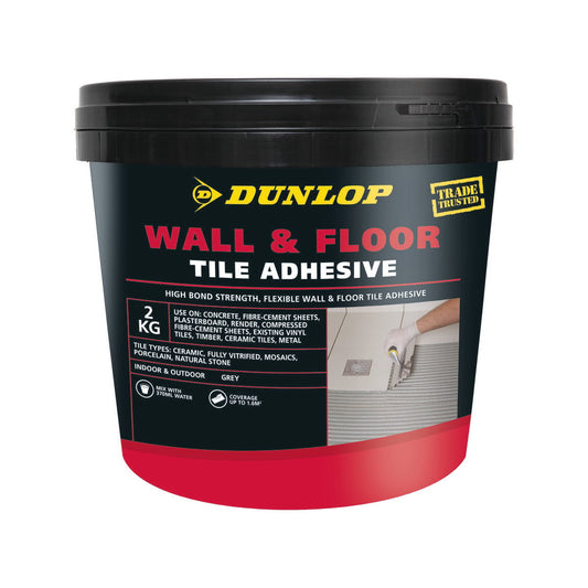 Dunlop Wall and Floor Tile Adhesive - 2kg - Portland Cement - Flexible - Auzzistore