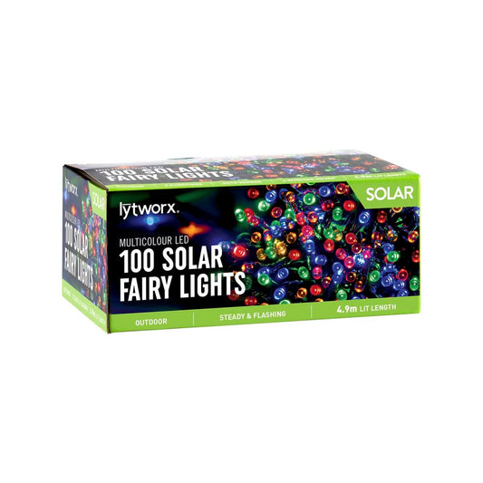 Lytworx Solar Fairy Lights 4.9m Multicolour LED 100 Pack Weather-Resistant