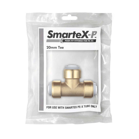Smartex Pex Tee Fitting - 20mm - Lead Free Brass - Push-Fit - WaterMark Certified – view 2 - Auzzistore