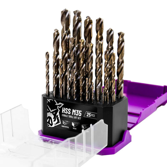 Full Boar 25 Piece HSS M35 Drill Bit Set - Precision Drilling - 135º Split Point – view 2 - Auzzistore