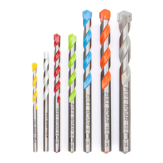 Full Boar 7 Piece Masonry Plug Drill Bit Set - 4mm to 12mm - High-Speed Steel – view 2 - Auzzistore