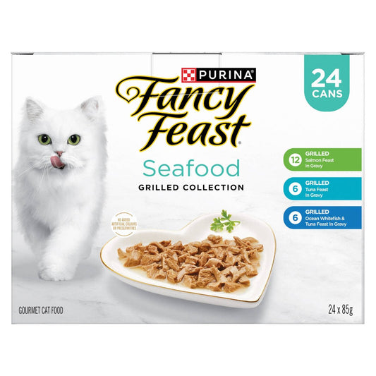 Fancy Feast Grilled Seafood Wet Cat Food 85g - 24 Pack - Balanced Nutrition