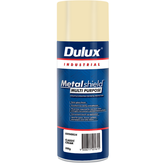 Dulux Metalshield Spray Paint Classic Cream 300g Semi Gloss Durable