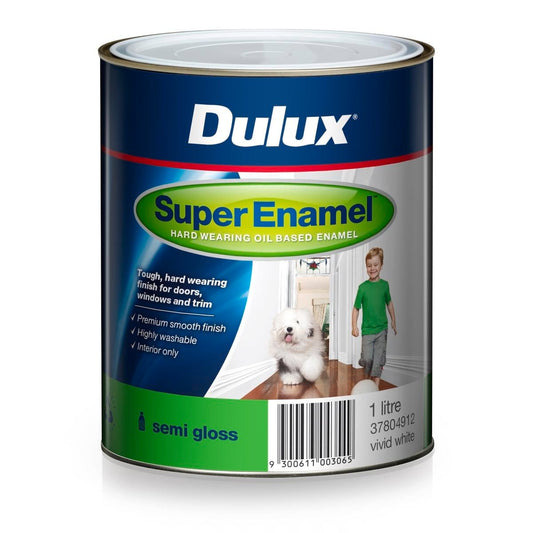 Dulux Super Enamel Paint - 1L - Vivid White - Oil Based - Semi Gloss - Auzzistore