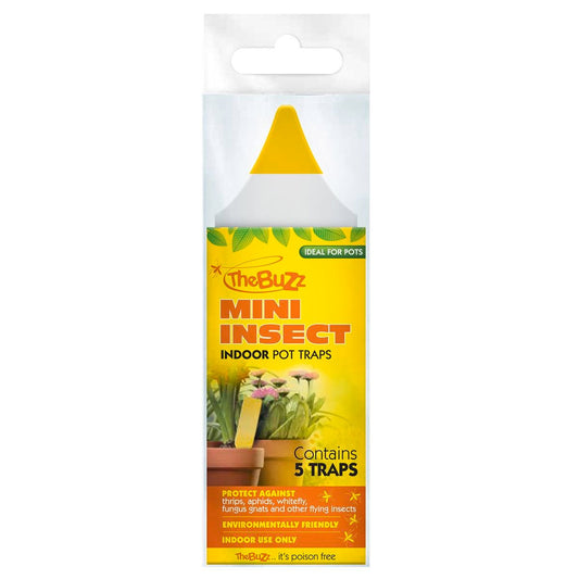 The Buzz Mini Insect Indoor Pot Traps 5 Pack - Yellow - 4mm x 160mm x 55mm - Auzzistore
