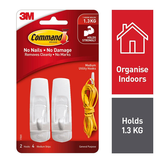 Command Medium Hooks - 1.3kg - Plastic - Damage-Free Hanging - 2 Pack – view 2
