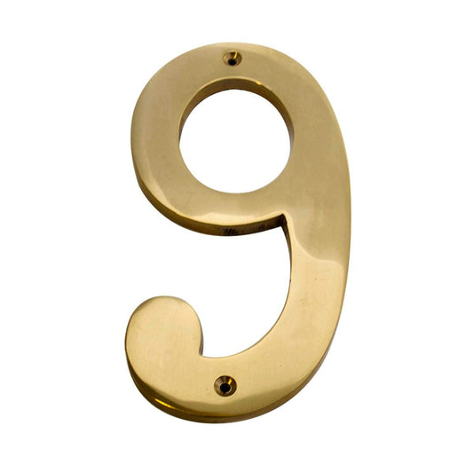 Sandleford Brass House Number 9 - 150mm - Weather-Resistant - Classic Design