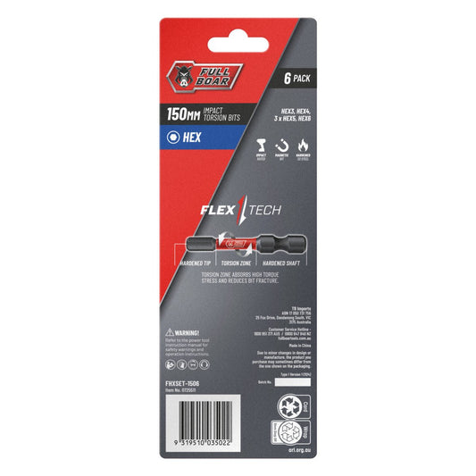 Full Boar Impact Torsion Bits Set - 6 Pack - 150mm - Durable & Precise – view 2 - Auzzistore