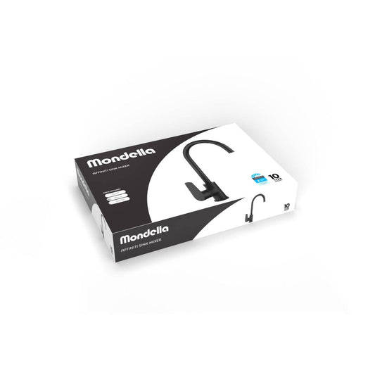 Mondella 35mm Gooseneck Sink Mixer - Matt Black - Lead-Free Brass - Ergonomic – view 2 - Auzzistore