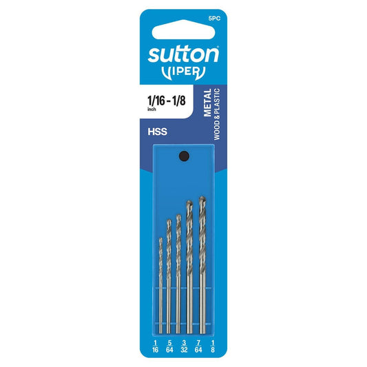 Sutton Tools Viper Imperial Drill Bit Set - 5 Piece - 118° Split Point - HSS - Auzzistore