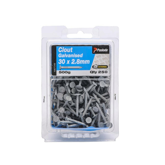 Paslode Galvanised Clouts 30mm 2.8mm 500g Corrosion Resistant 250 Pack - Auzzistore