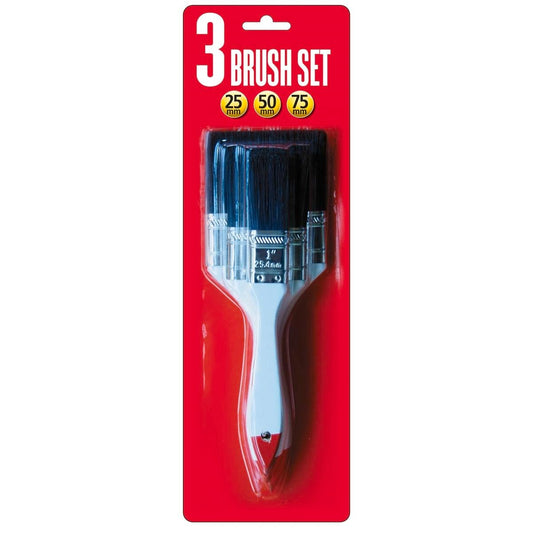 Uni Pro Paint Brush Set - Synthetic Bristle - 25 50 75mm - Easy Grip - Auzzistore