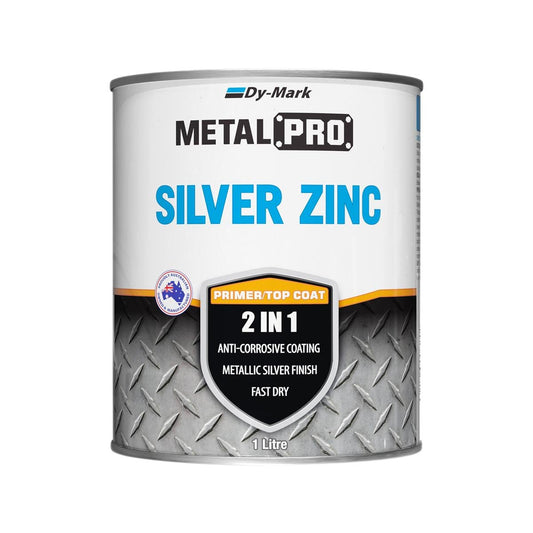Dy-Mark Silver Zinc Metal Paint 1L Anti-Corrosive Fast Dry Finish - Auzzistore