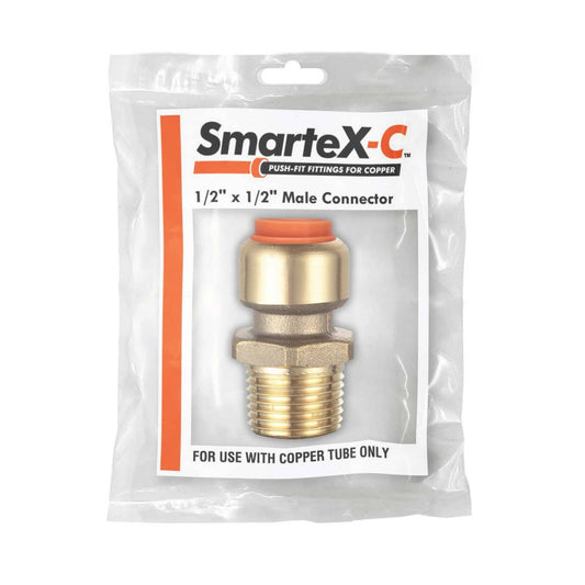 Smartex Copper Male Connector - 20 x 20mm - Lead Free Brass - Push-Fit – view 2 - Auzzistore