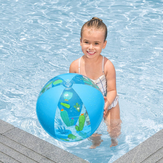 Bestway Blue Cactus Groove N Splash Beach Ball - 340mm - For Ages 2+ - Easy Inflate – view 2 - Auzzistore