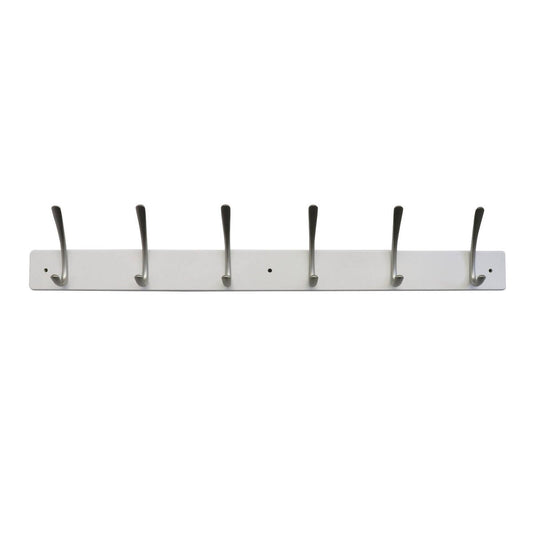 Adoored Double Satin Chrome Hook Rack - 6 Hooks - MDF - Elegant Design – view 2