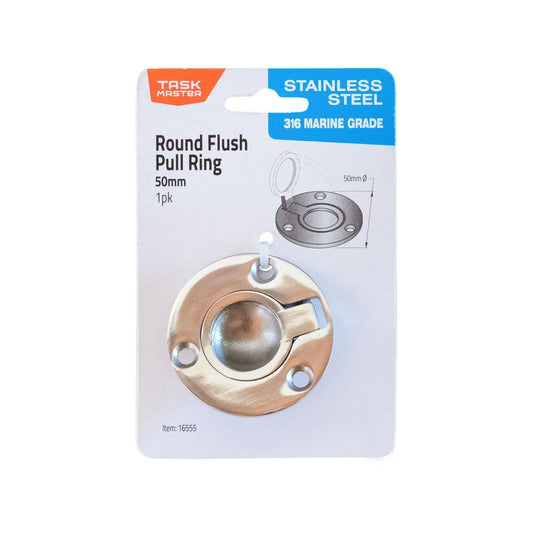 Taskmaster 50mm Round Flush Pull Ring - 316 Stainless Steel - Easy Installation - Auzzistore