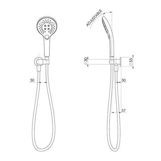 Phoenix Tapware Aplo Hand Shower 3 Function 160mm Matte Black - 8.5L/min – view 2