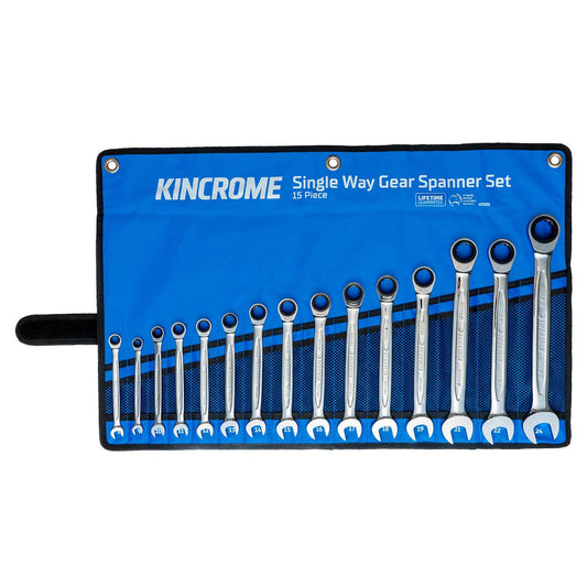 Kincrome 15 Piece Metric Gear Spanner Set - Chrome Vanadium Steel - Durable