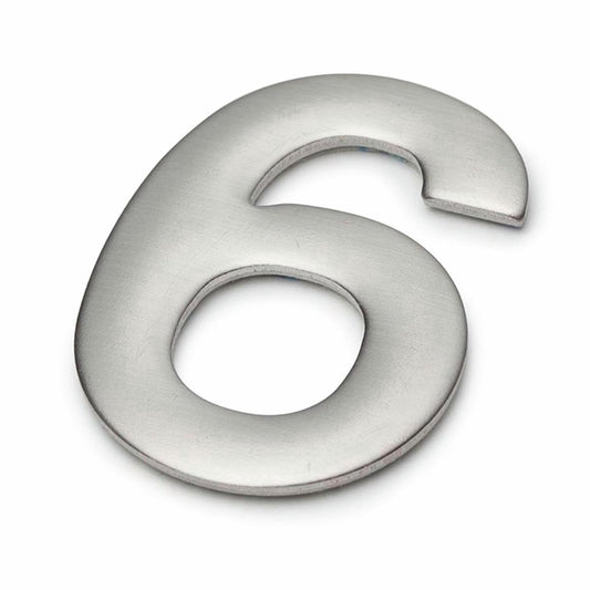 Sandleford 50mm Stainless Steel Self Adhesive House Number 6 - Silver
