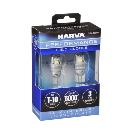 Narva 12V T10 Cool White LED Wedge Globe 2 Pack - 6000K - 120Lm - Durable – view 2