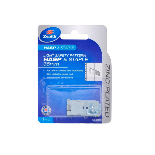 Zenith Hasp and Staple 38mm Zinc Plated Steel Light Duty Security - Auzzistore