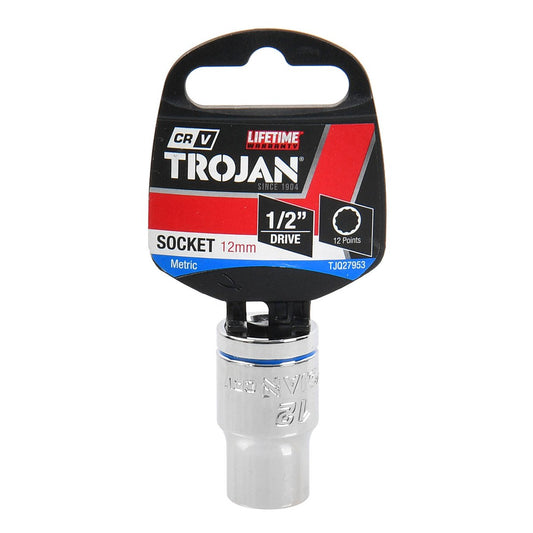 Trojan 12mm Socket 1/2 Drive - Chrome Vanadium - Durable - 12-Point Design – view 2 - Auzzistore