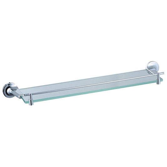 Mondella Prelude Chrome Glass Shelf - 585mm x 57mm x 132mm - Metal & Glass - Auzzistore
