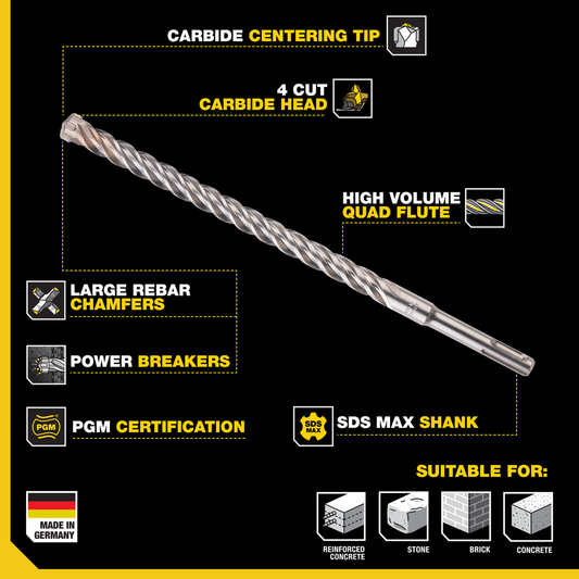 Kango K4 SDS Max Drill Bit - 20mm x 520mm - Solid Carbide - Steel – view 2 - Auzzistore