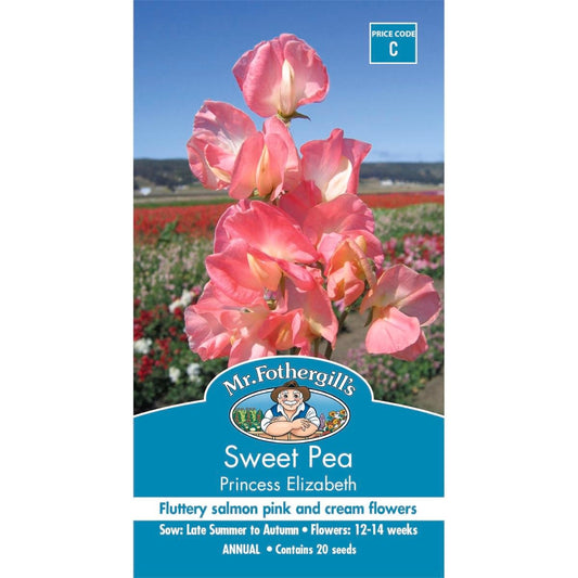 Mr Fothergill Sweet Pea Princess Elizabeth Seeds - 75mm - Easy Grow - Fragrant - Auzzistore