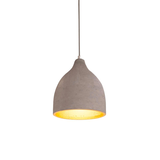 Home Design Bussi Concrete Pendant - 200mm Grey Concrete - Gold Interior