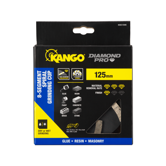 Kango 125mm 8 Segment Spiral Diamond Grinding Cup - Efficient Grinding Tool – view 2 - Auzzistore