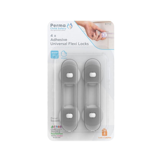 Perma Child Safety 12cm Adhesive Flexi Locks 4 Pack - Plastic - Childproof