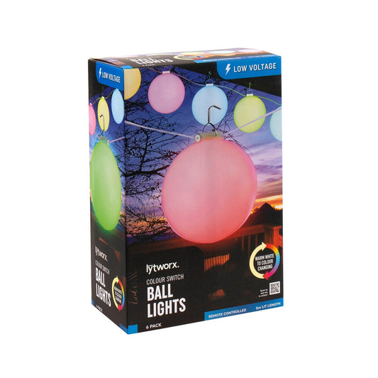 Lytworx Colour Switch Ball Lights 6pk - 5.9m - Remote Control - Indoor/Outdoor - Auzzistore