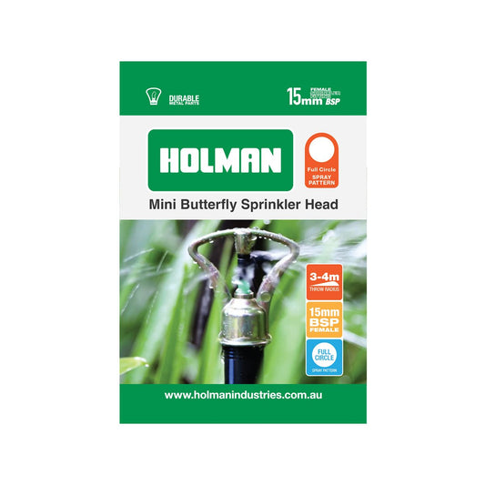 Holman Mini Metal Butterfly Sprinkler - 3-4m - Brass & Plastic - Full Circle – view 2 - Auzzistore