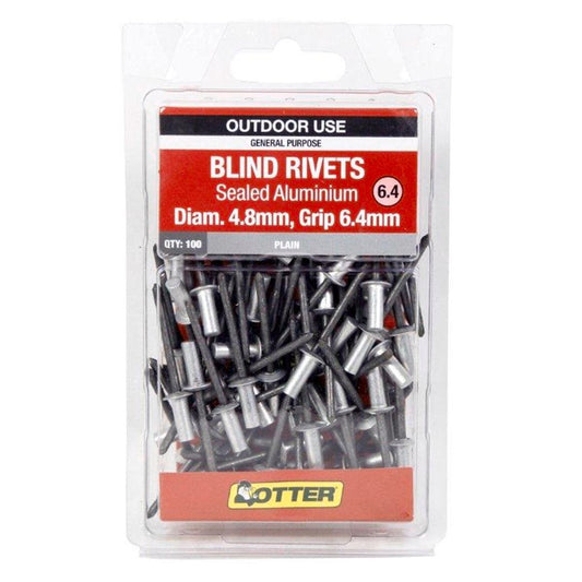 Otter Sealed Aluminium Blind Rivets 8 x 6 4mm 100 Pack Vibration Resistant - Auzzistore