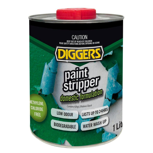 DIGGERS Paint Stripper 1L Gel Ethylene Glycol Low Odour Easy Removal - Auzzistore