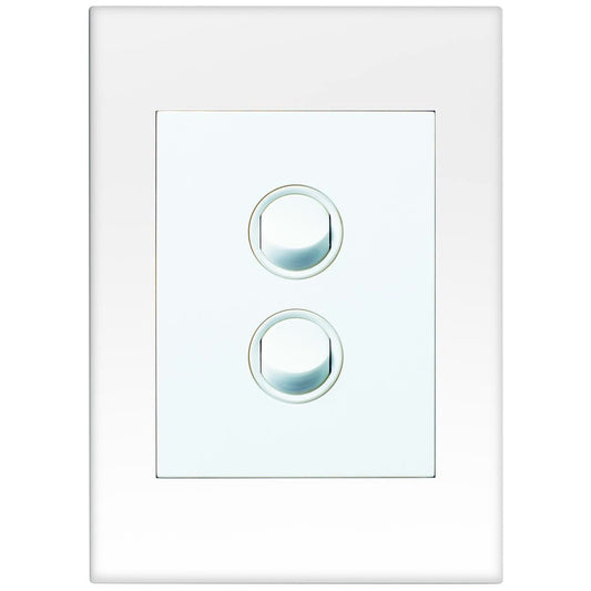HPM Vivo 2 Gang Wall Switch - 85mm x 118mm - White - Reliable Indoor Use - Auzzistore