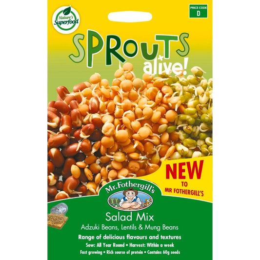 Mr Fothergills Sprouts Alive Salad Mix - 110mm - Seed - Fresh Sprouts - Auzzistore