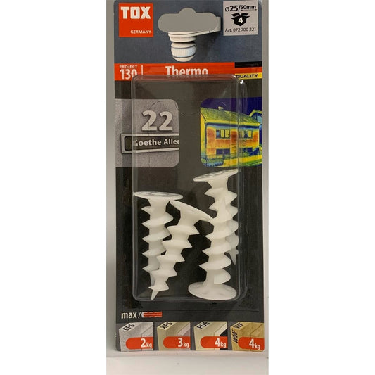 Tox Fasteners 4 Pack - Styromate 50mm - Polypropylene - UV Stable - Auzzistore