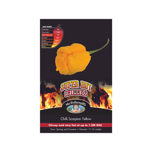 Mr Fothergill Chilli Scorpion Yellow Seeds - 20 Pack - 1.2 Million SHU - Auzzistore
