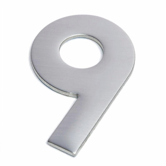 Sandleford Stainless Steel Self Adhesive House Number 9 - 75mm - Brushed