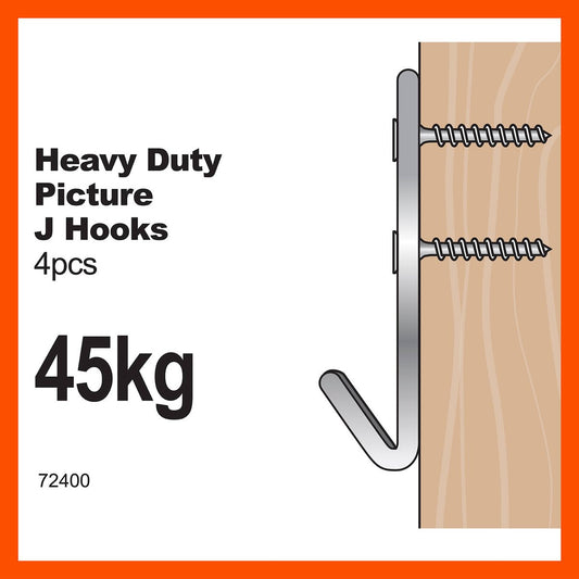 Everhang Picture Hanging J Hook - 47mm x 21mm x 120mm - Steel - Heavy Duty - 4 Pack – view 2