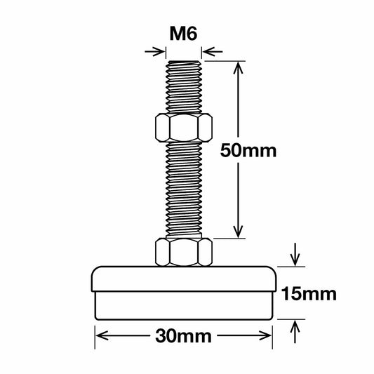 Richmond Levelling Feet - 30mm x M6 - Zinc Plated - Adjustable 4 Pack – view 2 - Auzzistore
