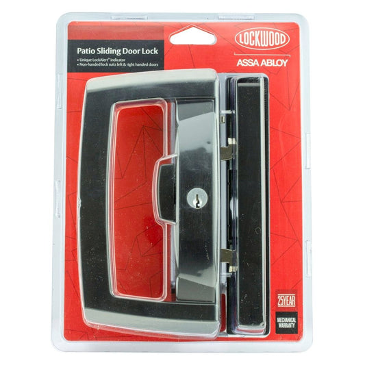 Lockwood Onyx Patio Sliding Door Lock - Black - 108mm x 185mm - Security - Auzzistore