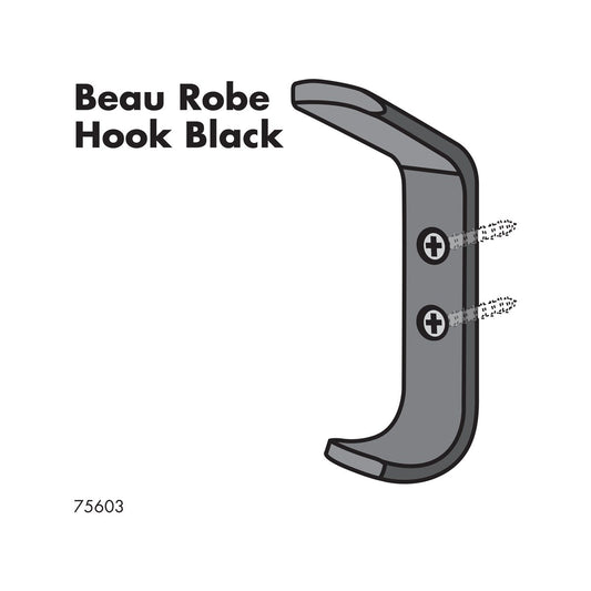 Adoored Double Black Beau Deco Hook - 2 Hooks - 24mm x 91mm x 44mm - Black – view 2