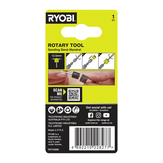 Ryobi 12.5mm Rotary Sanding Band Mandrel - Secure Attachment - Lightweight – view 2 - Auzzistore