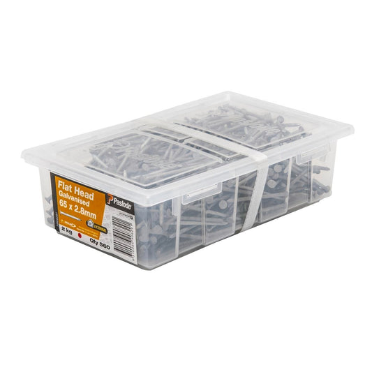 Paslode Galvanised Flat Head Nails 65mm 2.8mm 2kg Corrosion Resistant - Auzzistore