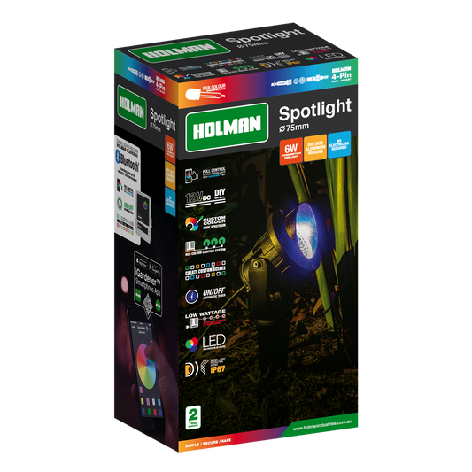 Holman RGB Colour Spotlight - 75mm - Matte Black - Waterproof - Dimmable – view 2